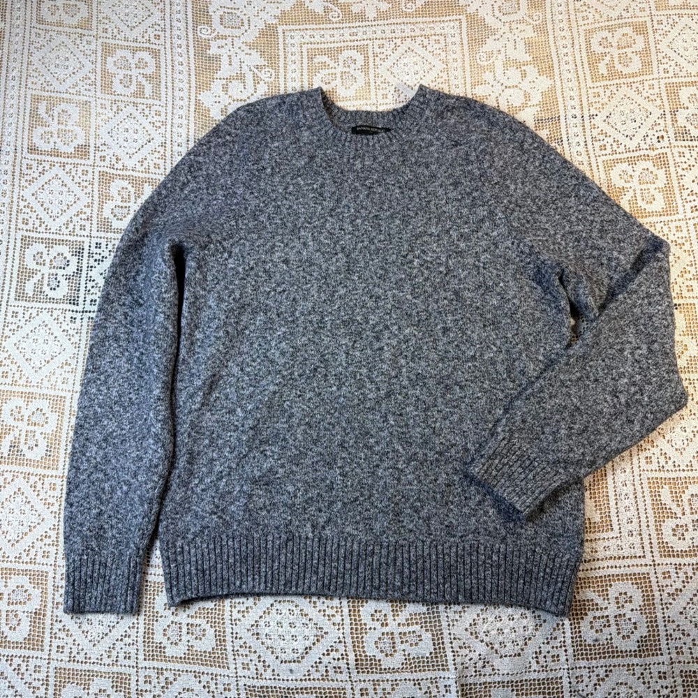 Banana Republic Gray Cotton Blend Crewneck Raglan Sweater Large Capsule Basic